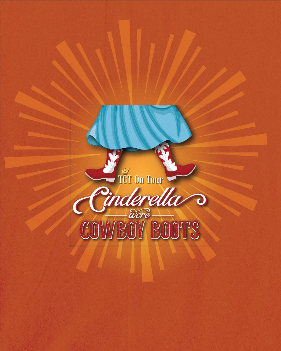 Burnt orange background with Cinderella logo